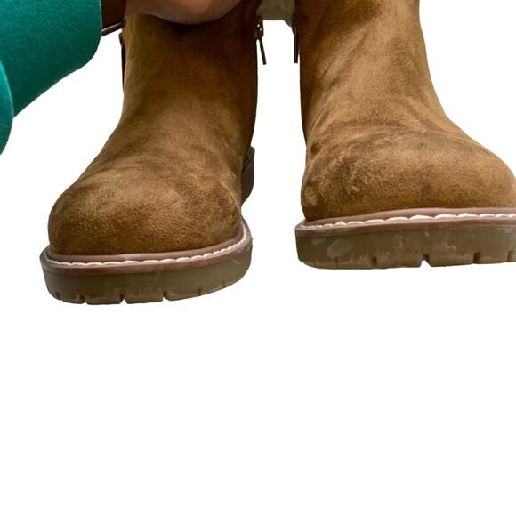 American Eagle Brown Shearling Zip Up Short Booties - Picture 4 of 11